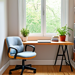 **A cozy and well-lit study space with natural light streaming in through a window. The desk is organized with books, a laptop, and a small plant. A comfortable chair encourages good posture. Soft, non-distracting colors create a calming atmosphere.** (This prompt visualizes the "ideal learning space" section, emphasizing light, comfort, and organization).