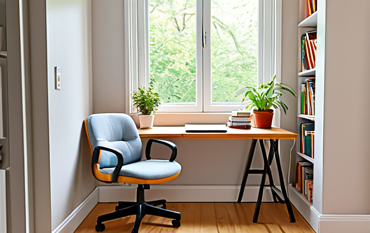 **A cozy and well-lit study space with natural light streaming in through a window. The desk is organized with books, a laptop, and a small plant. A comfortable chair encourages good posture. Soft, non-distracting colors create a calming atmosphere.** (This prompt visualizes the "ideal learning space" section, emphasizing light, comfort, and organization).
