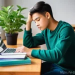 신체 건강과 학습 루틴의 상관관계 - **A focused student practicing mindfulness during a study break.**
    *   **Subject:** A young adul...