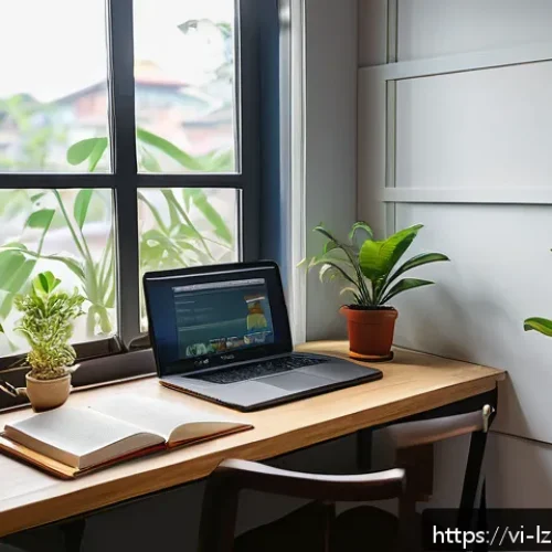 Home 31 성공적인 학습 루틴 사례 분석 - A cozy, well-organized study room with large windows allowing natural daylight to fill the space, fe...